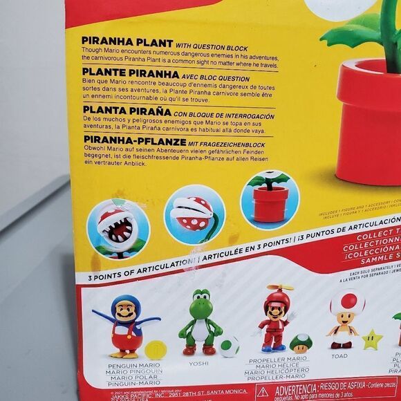 NIB Super Mario Jakks Pacific PIRANHA PLANT 4” Figure New 2021 - Picture 5 of 6